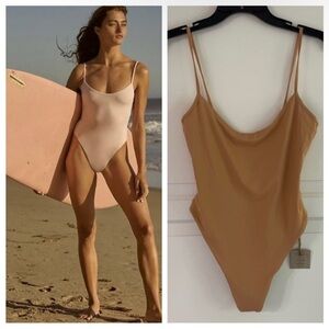 Toast Swim essential one piece high cut swimsuit tan